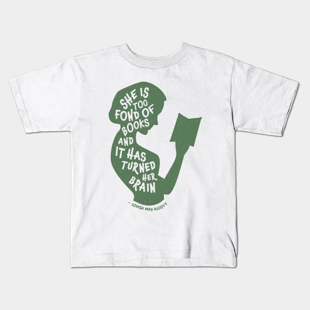 Too Fond of Books Kids T-Shirt by Paper and Simple